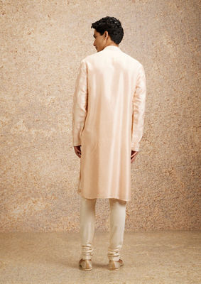 alt message - Twamev Men Twirl in Peach Elegant Kurta Pajama image number 4