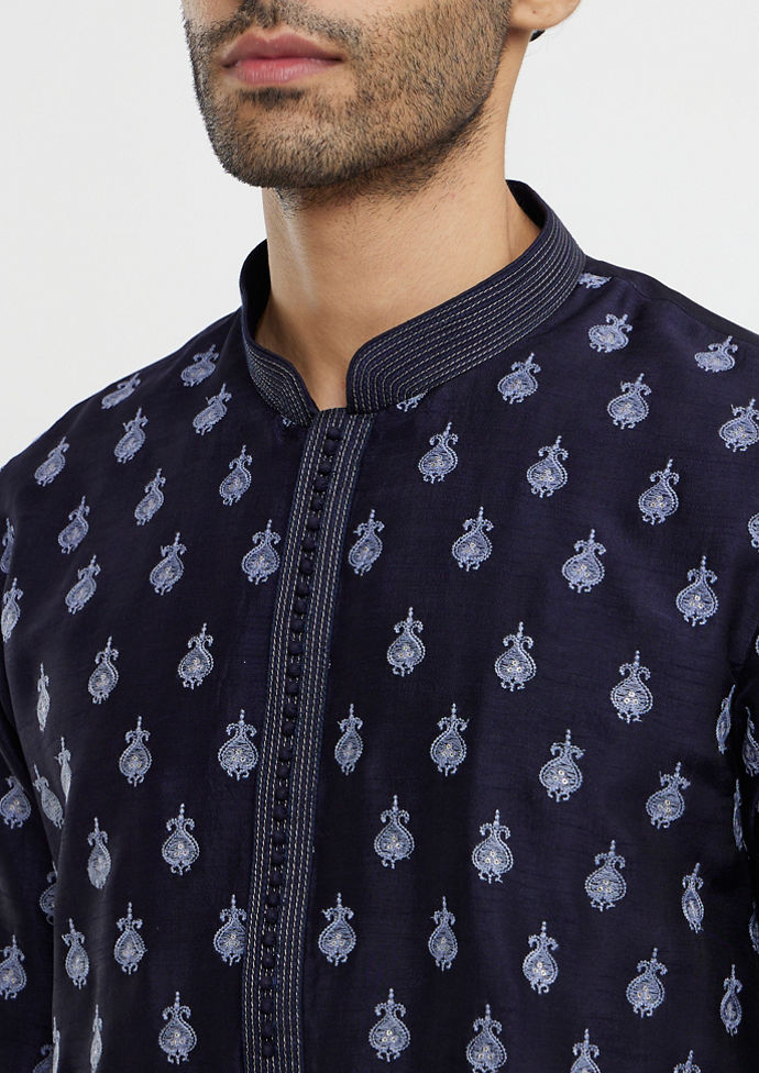 Twamev Men Dark Blue Festive Radiance Kurta Pajama