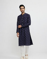 Twamev Men Dark Blue Festive Radiance Kurta Pajama