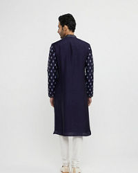 Twamev Men Dark Blue Festive Radiance Kurta Pajama