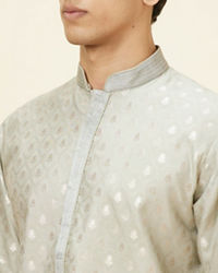 Twamev Men Steel Grey Buta Motif Kurta Set