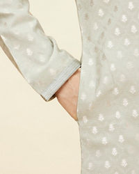 Twamev Men Steel Grey Buta Motif Kurta Set