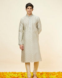 Twamev Men Steel Grey Buta Motif Kurta Set