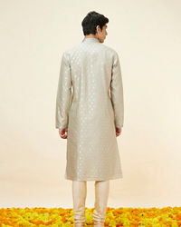 Twamev Men Steel Grey Buta Motif Kurta Set