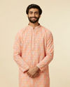 Peach Hexagonal Patterned Kurta Set