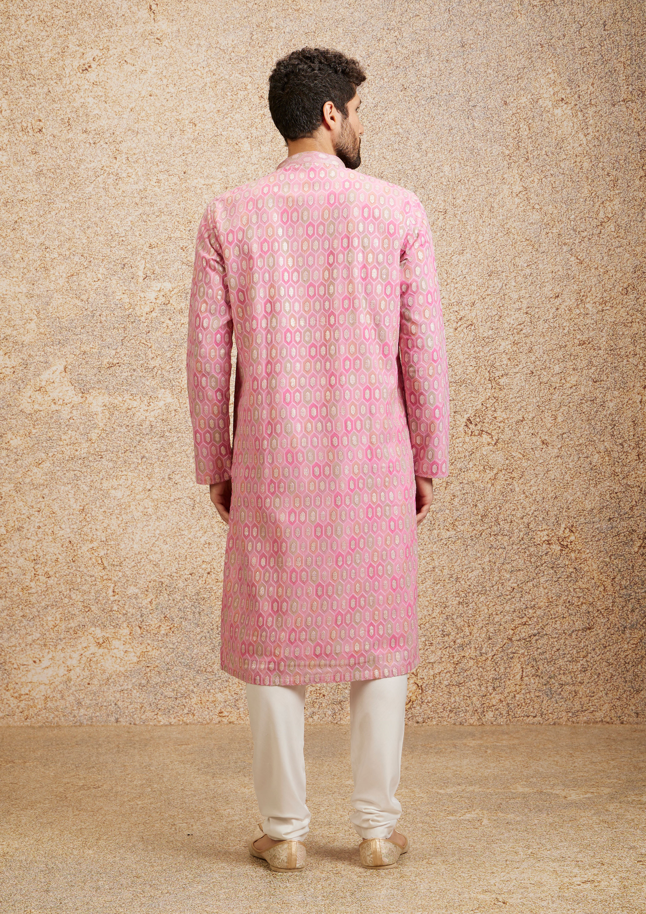 Twamev Men Georgette Pink Glory Kurta Pajama
