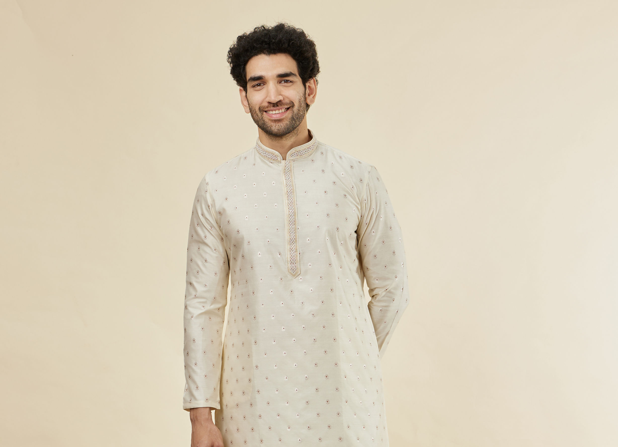 Twamev Men Cream Essence Kurta Set