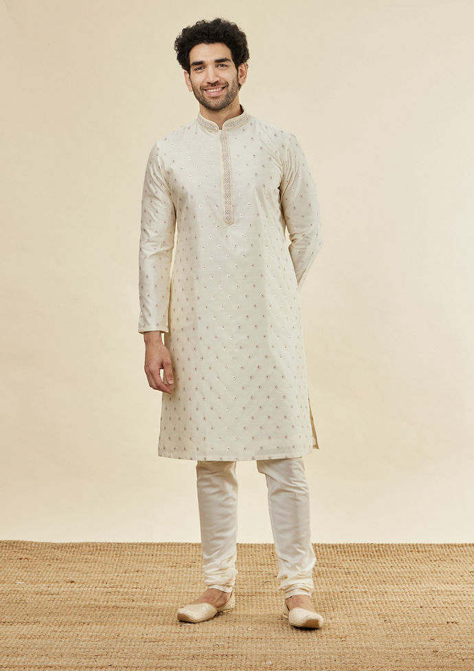 Twamev Men Cream Essence Kurta Set image number 2