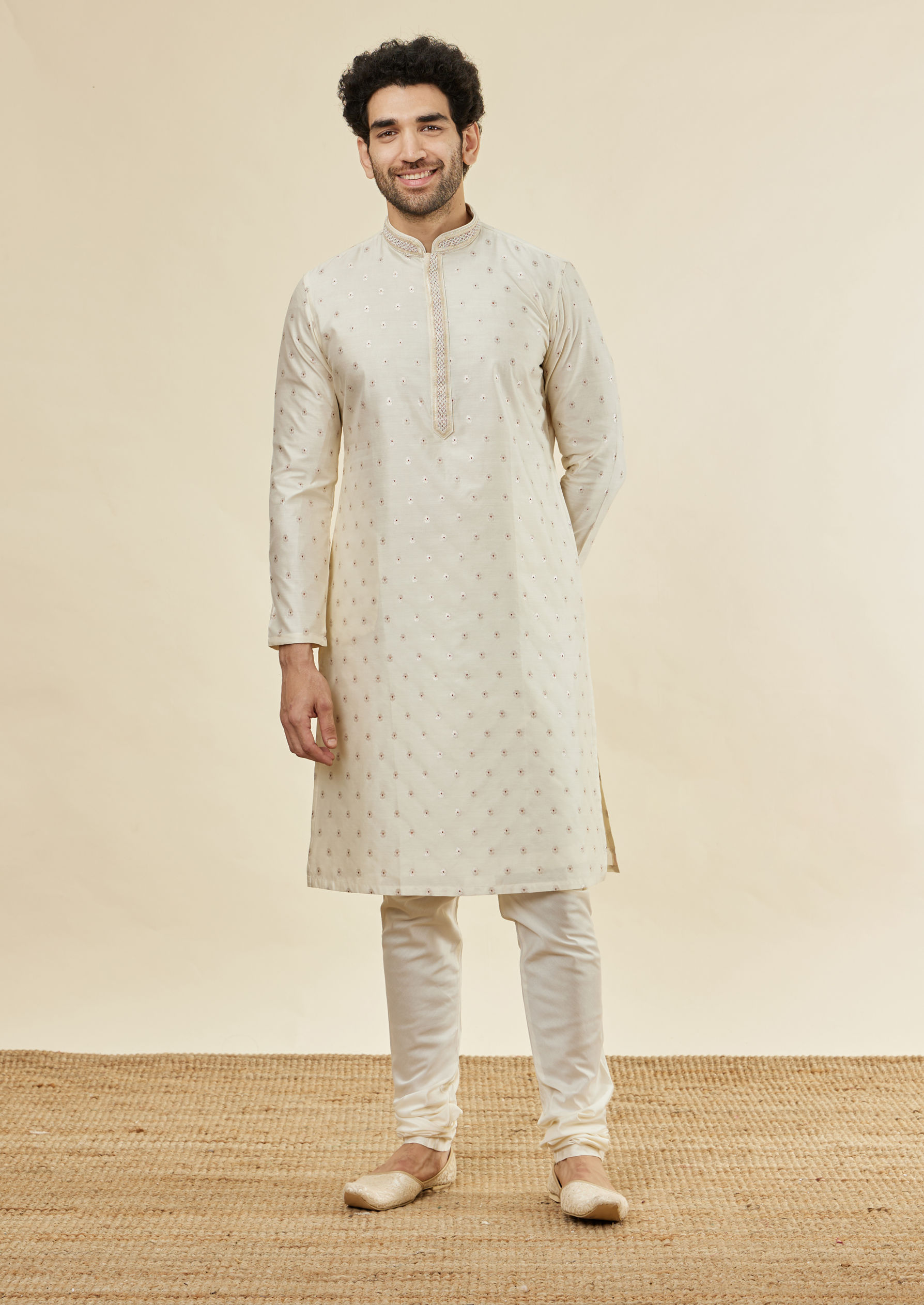 Twamev Men Cream Essence Kurta Set