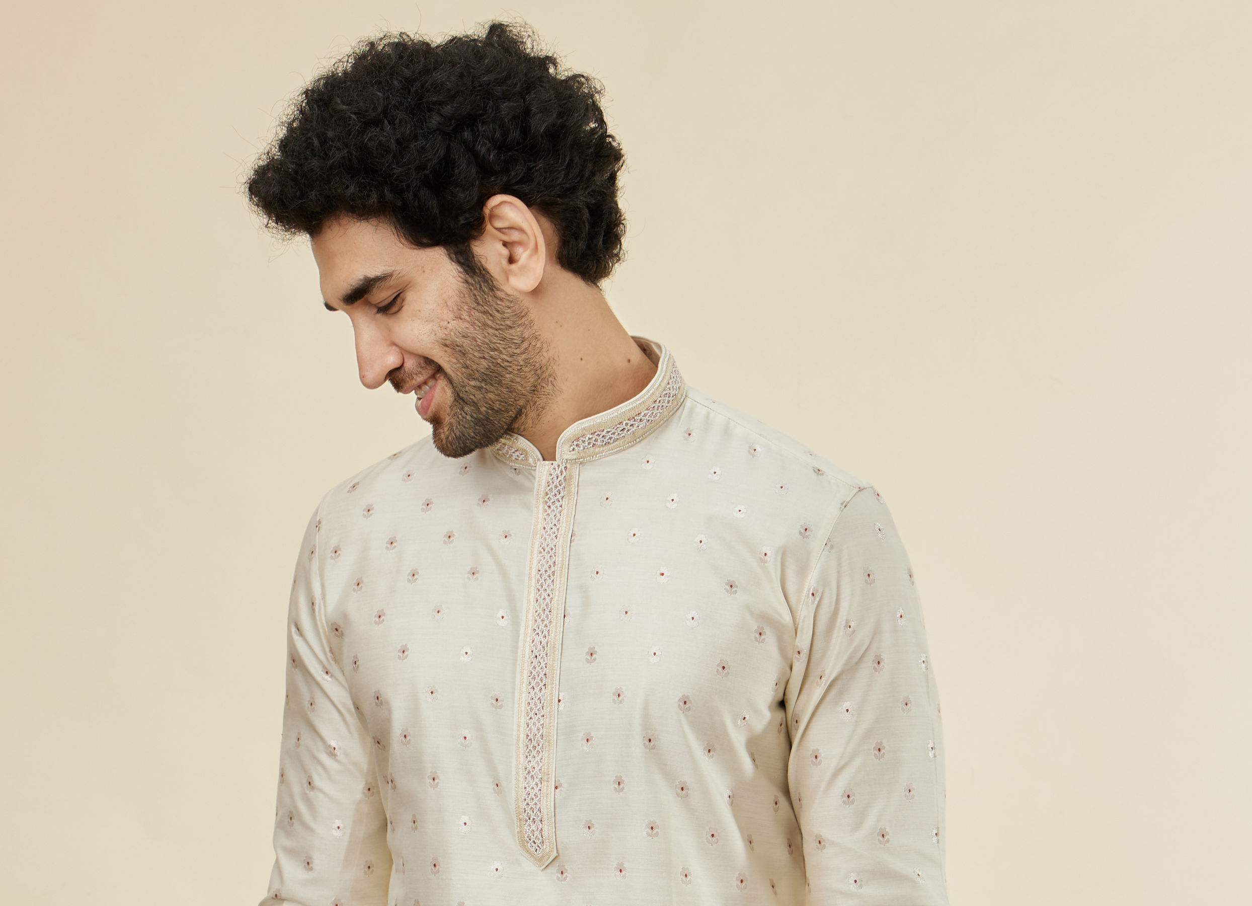 Twamev Men Cream Essence Kurta Set