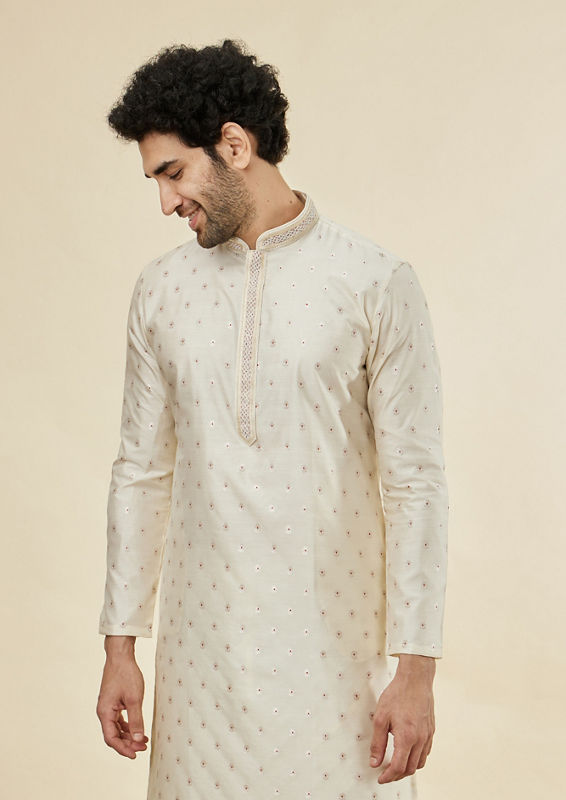 Twamev Men Cream Essence Kurta Set image number 0