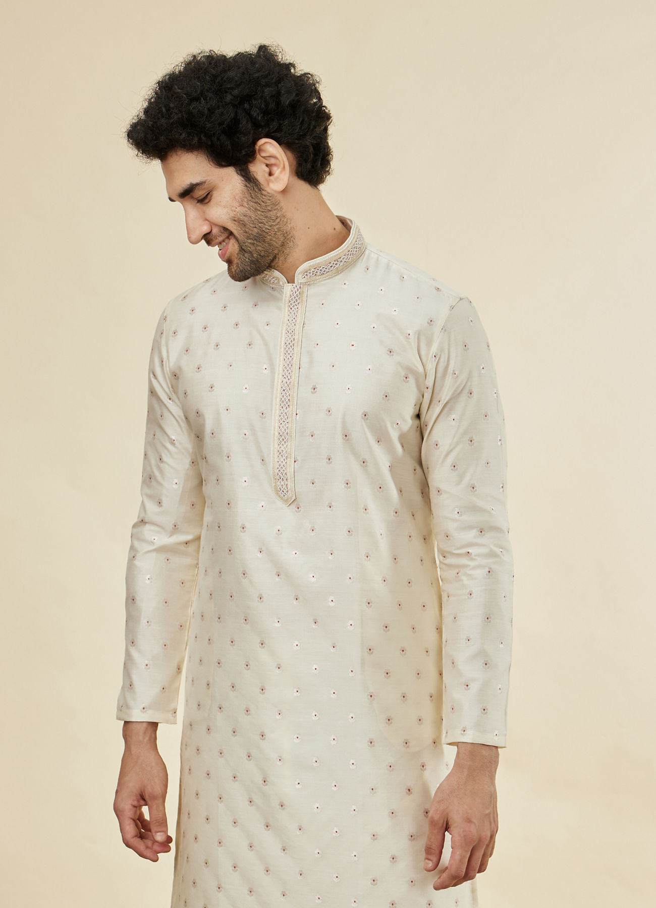 Twamev Men Cream Essence Kurta Set