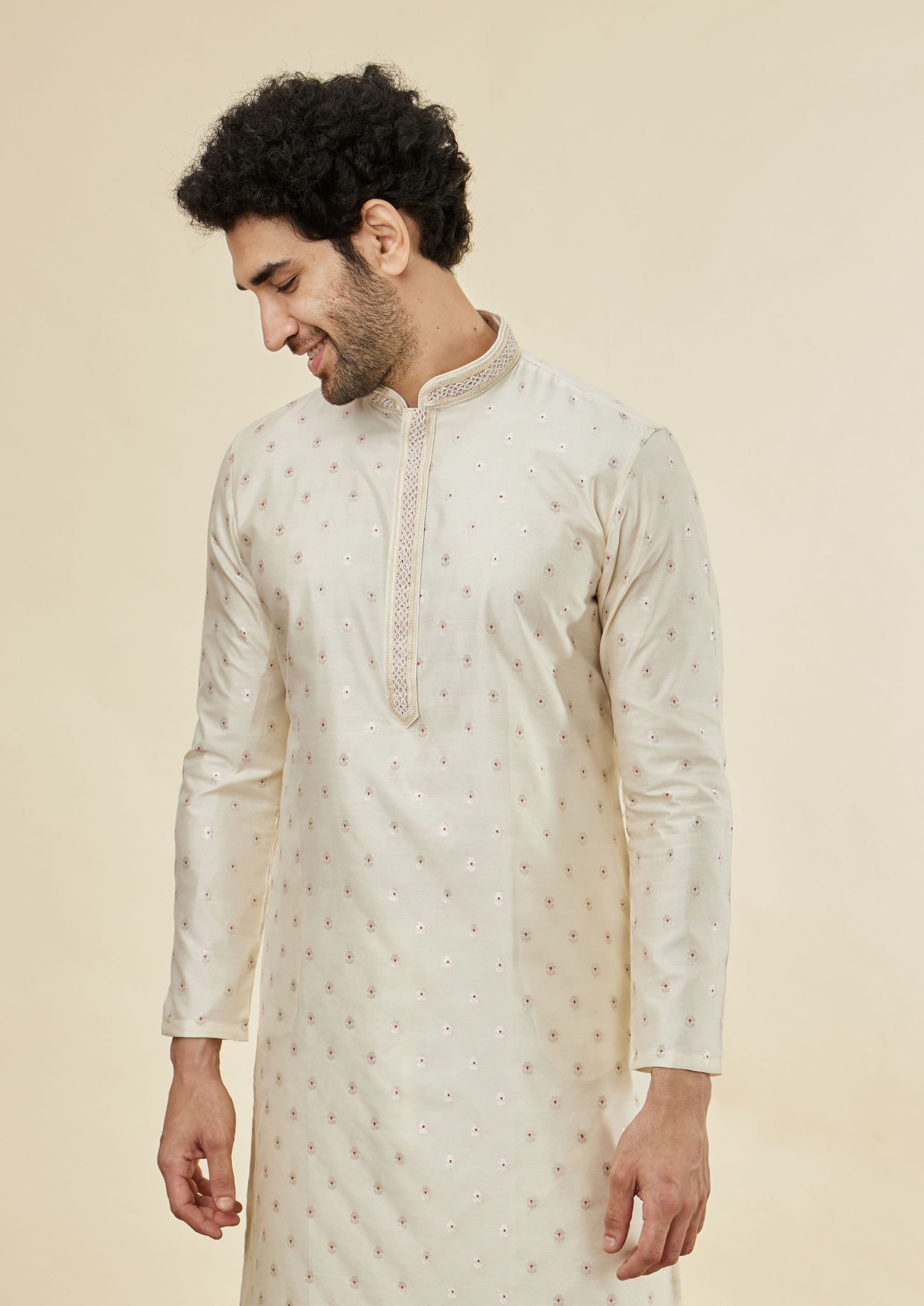 Twamev Men Cream Essence Kurta Set