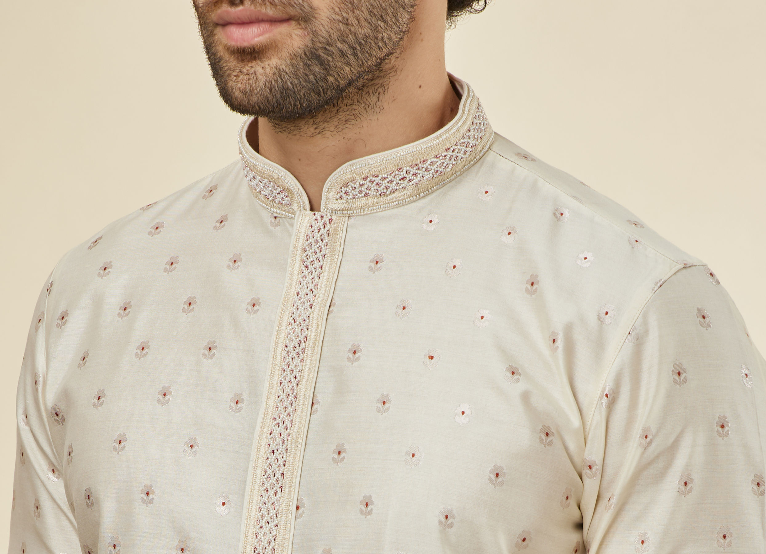 Twamev Men Cream Essence Kurta Set