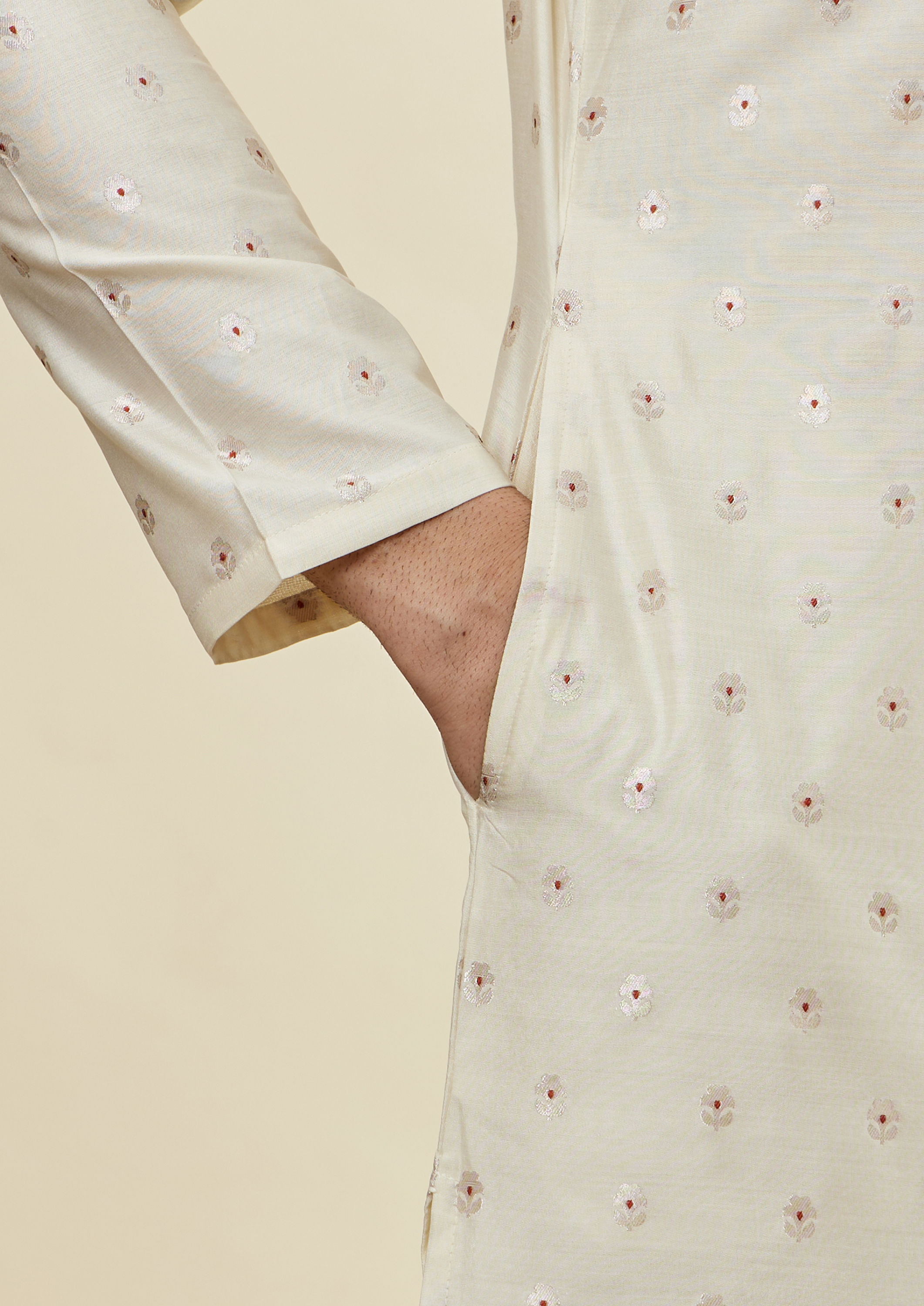 Twamev Men Cream Essence Kurta Set