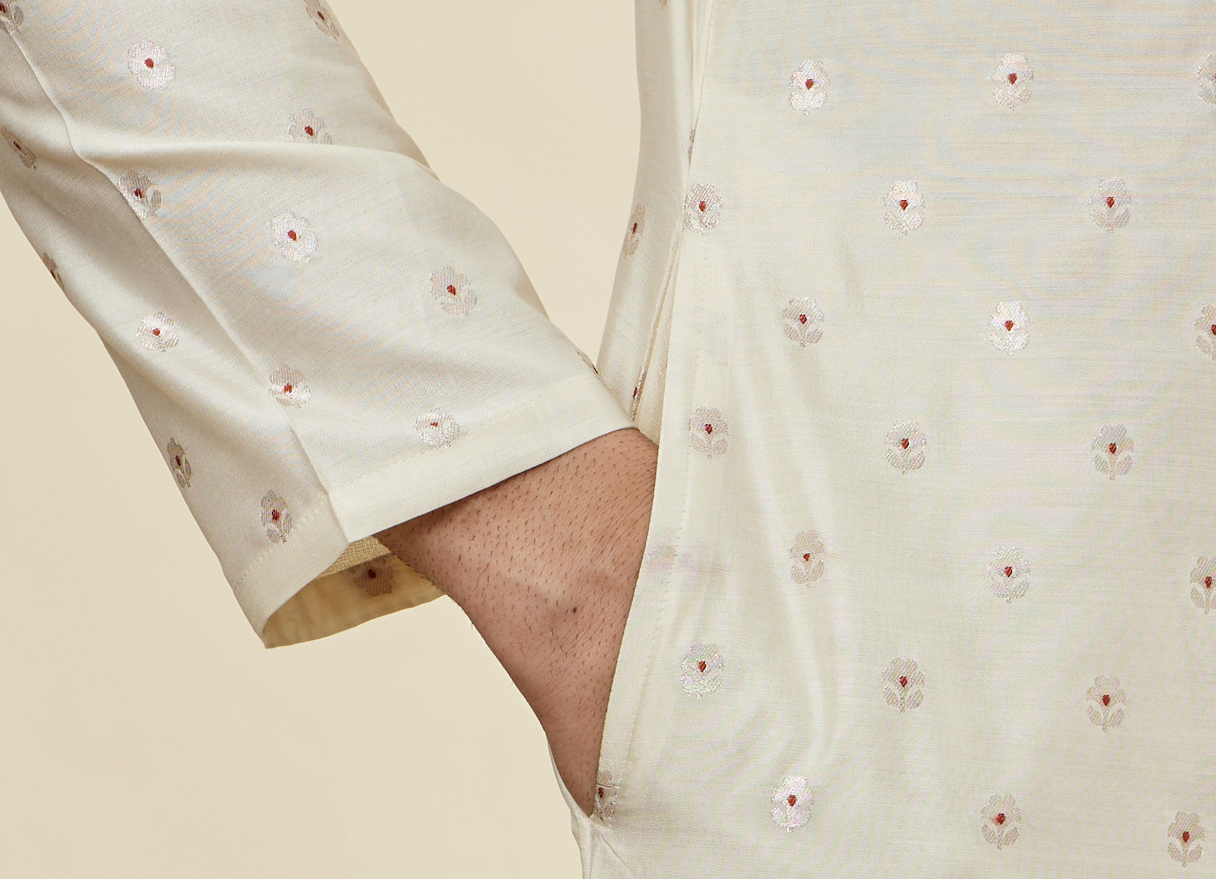 Twamev Men Cream Essence Kurta Set