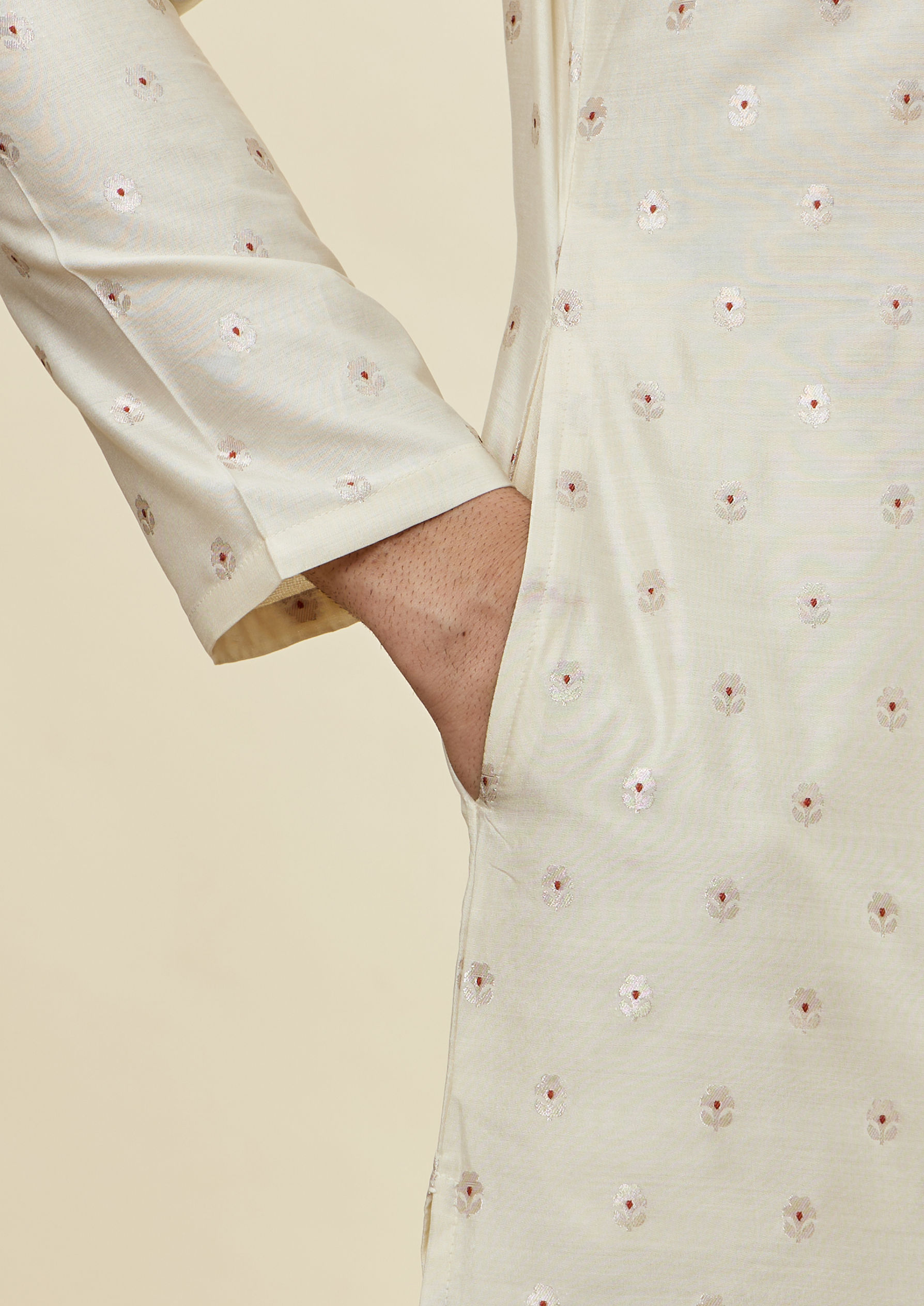 Twamev Men Cream Essence Kurta Set