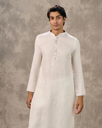 Twamev Men Cream Linen Kurta Set