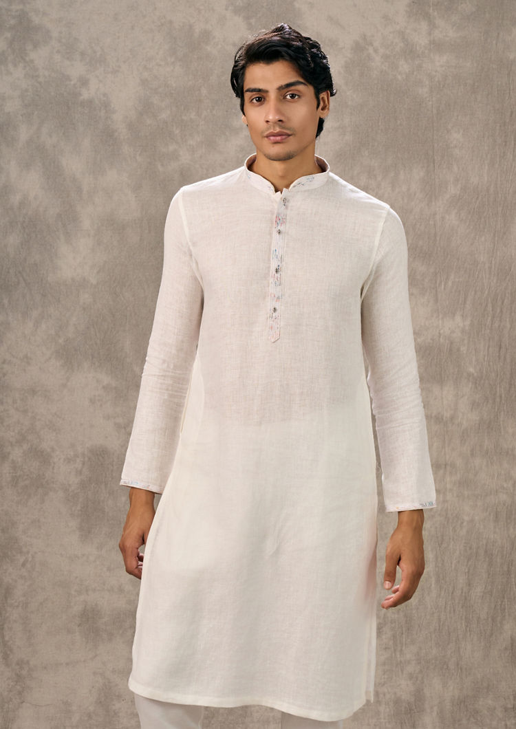 Twamev Men Cream Sophistication Kurta Pajama