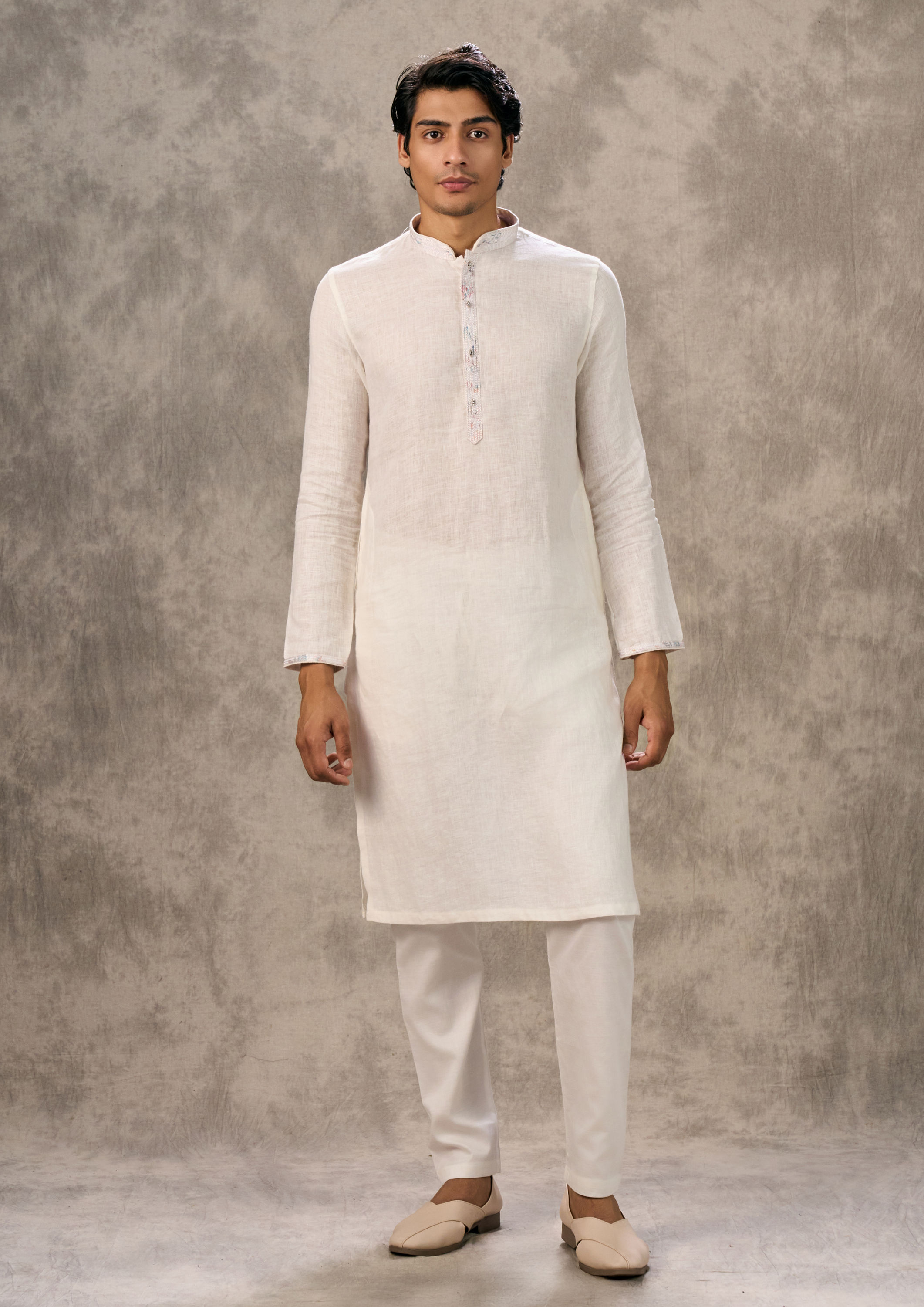 Twamev Men Cream Sophistication Kurta Pajama