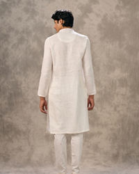 Twamev Men Cream Linen Kurta Set