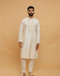 Twamev Men Resplendent Cream Kurta Pajama