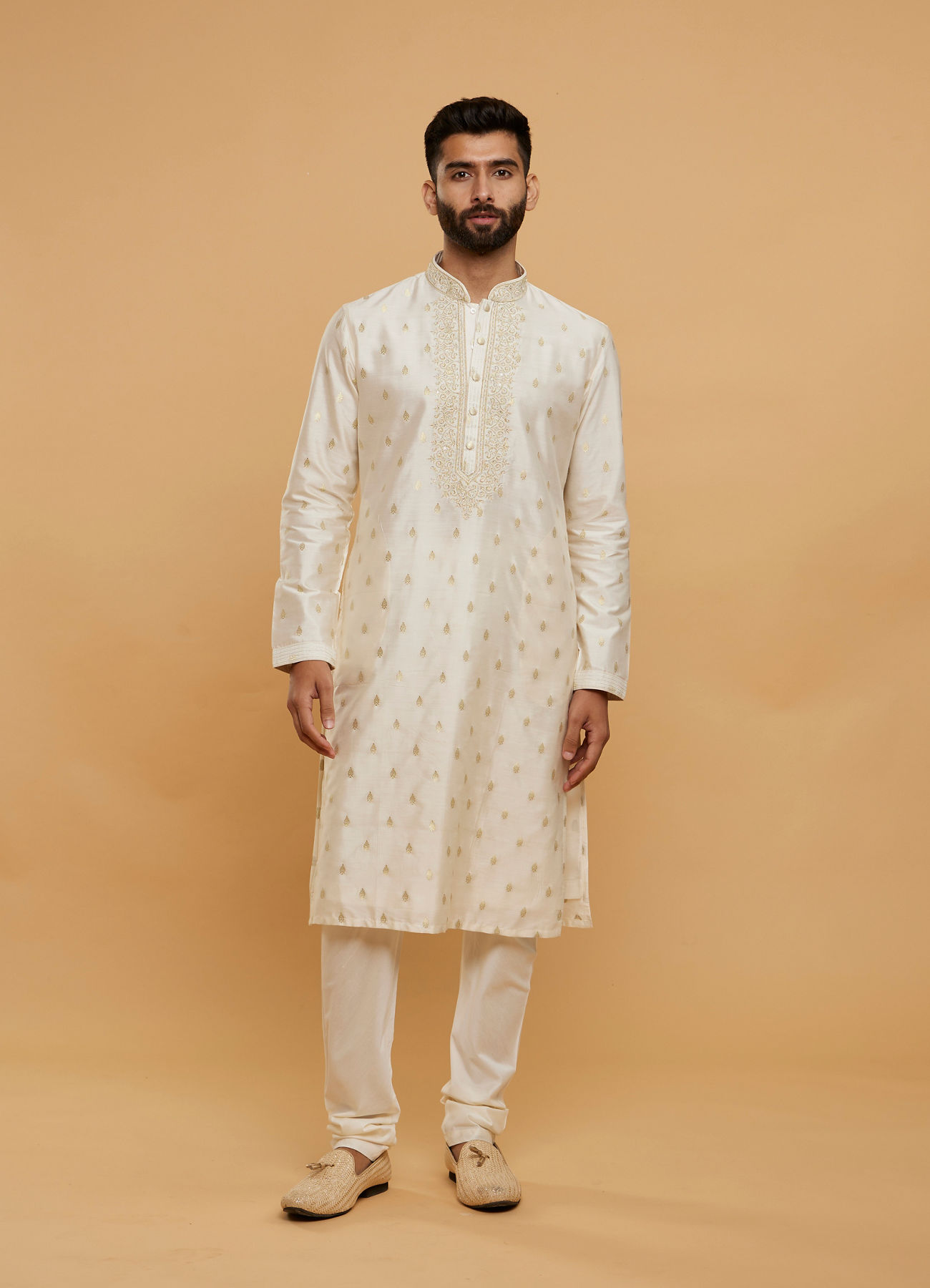 Twamev Men Resplendent Cream Kurta Pajama