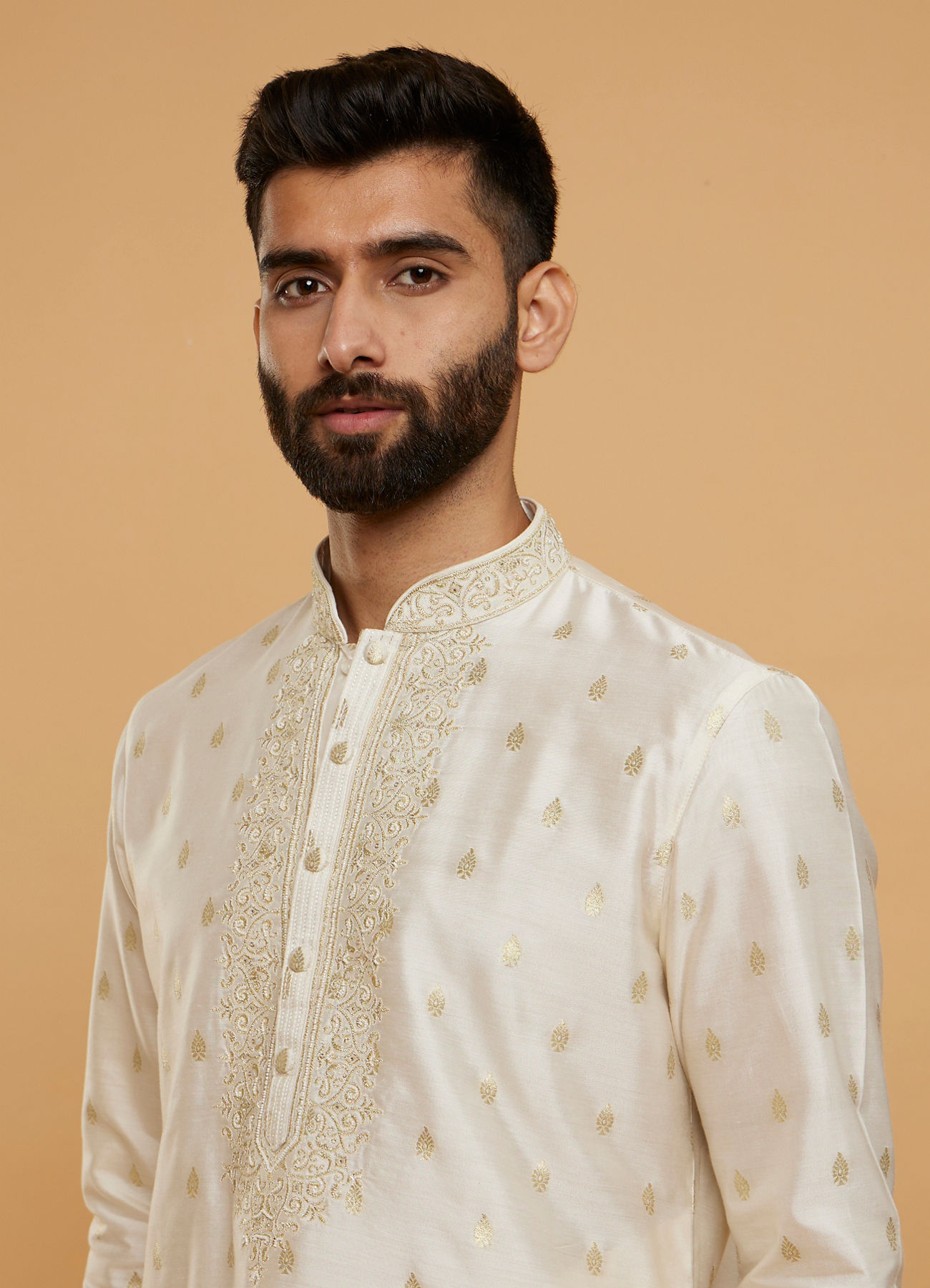 Twamev Men Resplendent Cream Kurta Pajama