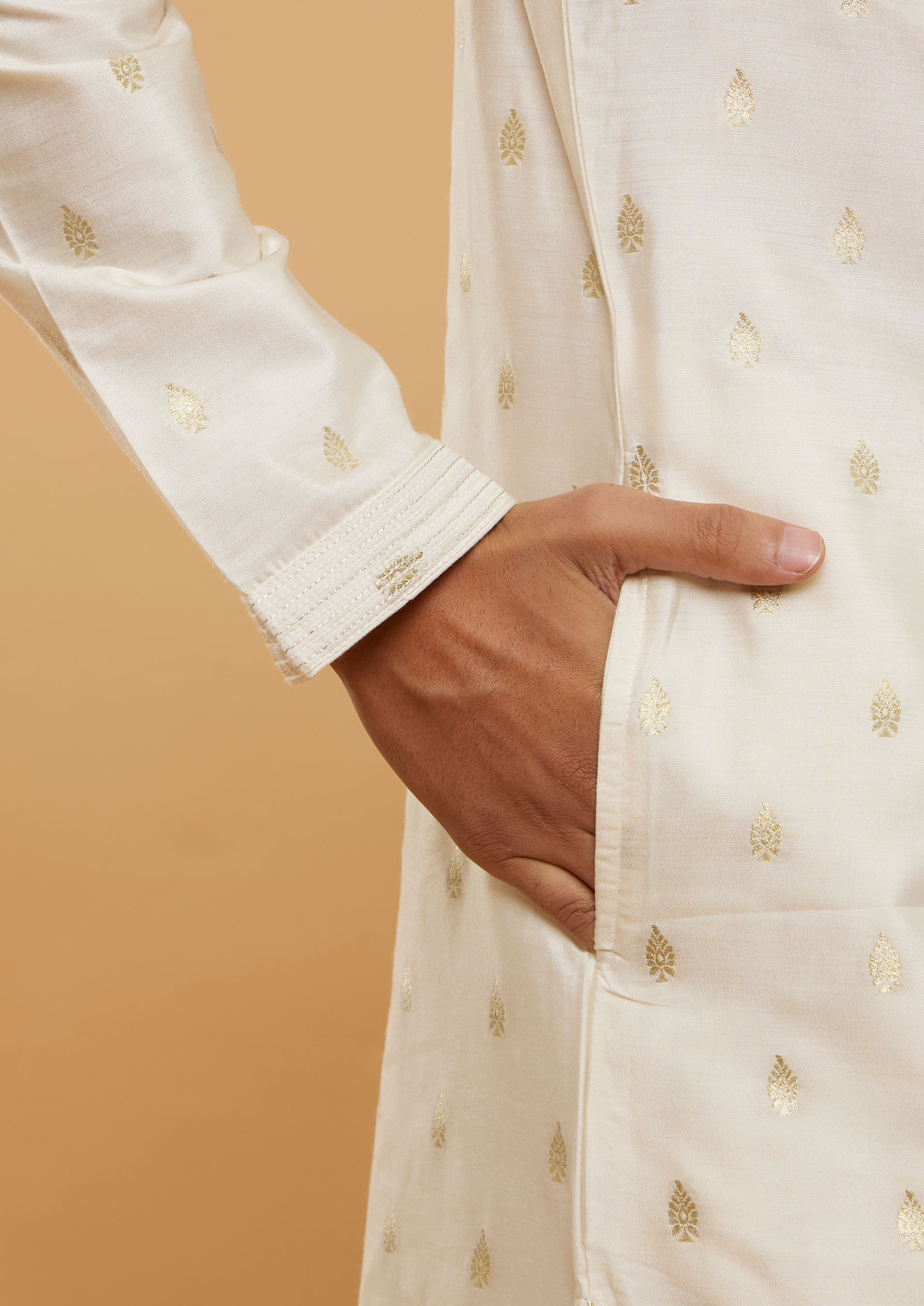 Twamev Men Resplendent Cream Kurta Pajama