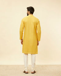 Twamev Men Gleaming Mustard Kurta Pajama Set