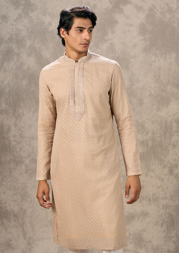 Twamev Men Walnut Elegance Georgette Kurta Churidar