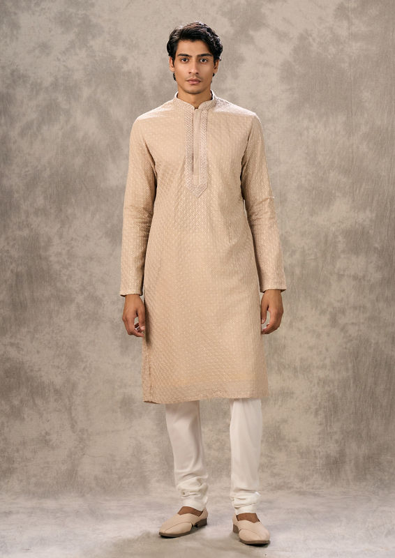 Twamev Men Walnut Elegance Georgette Kurta Churidar
