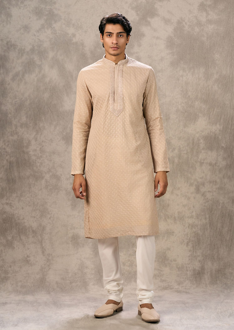 Twamev Men Walnut Elegance Georgette Kurta Churidar
