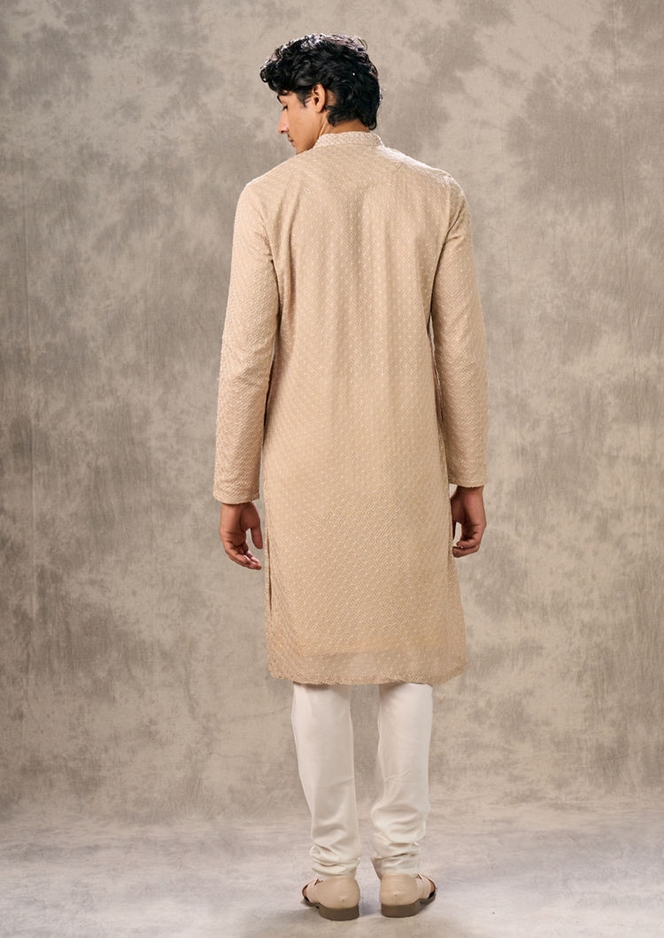 Twamev Men Walnut Elegance Georgette Kurta Churidar