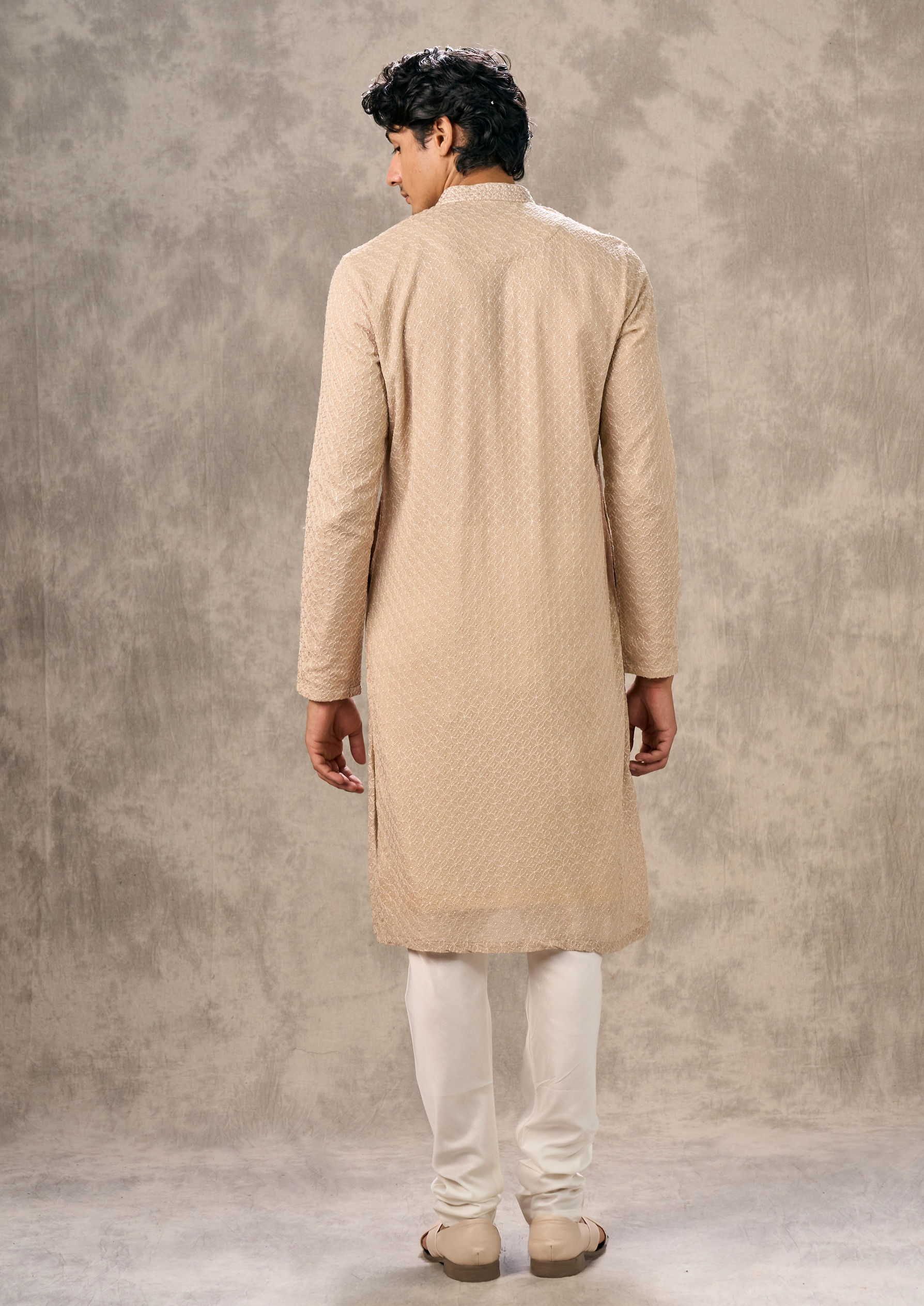 Twamev Men Walnut Elegance Georgette Kurta Churidar
