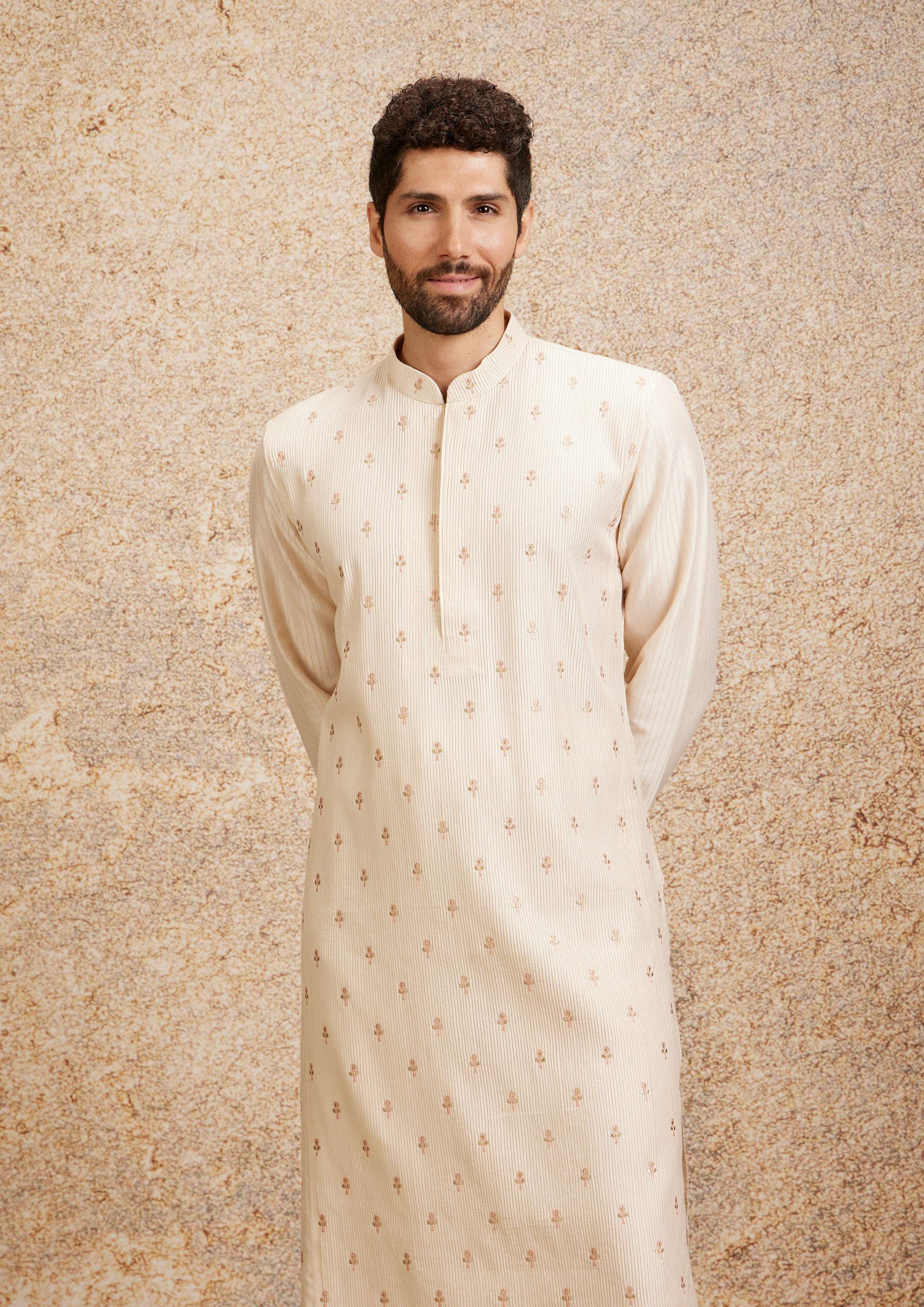 Twamev Men Peach Bliss Kurta Pajama