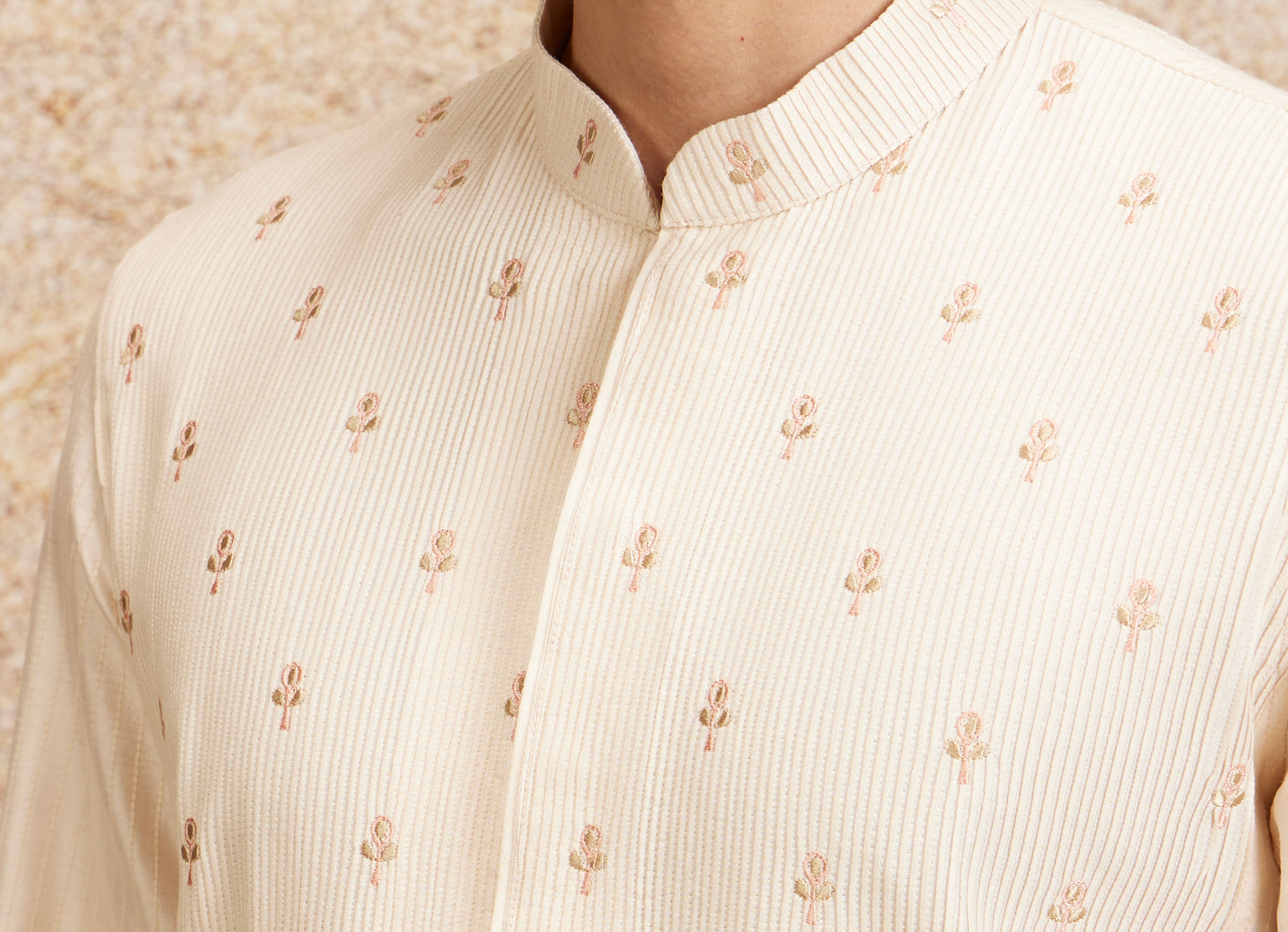 Twamev Men Peach Bliss Kurta Pajama