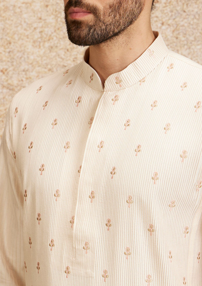 Twamev Men Peach Bliss Kurta Pajama