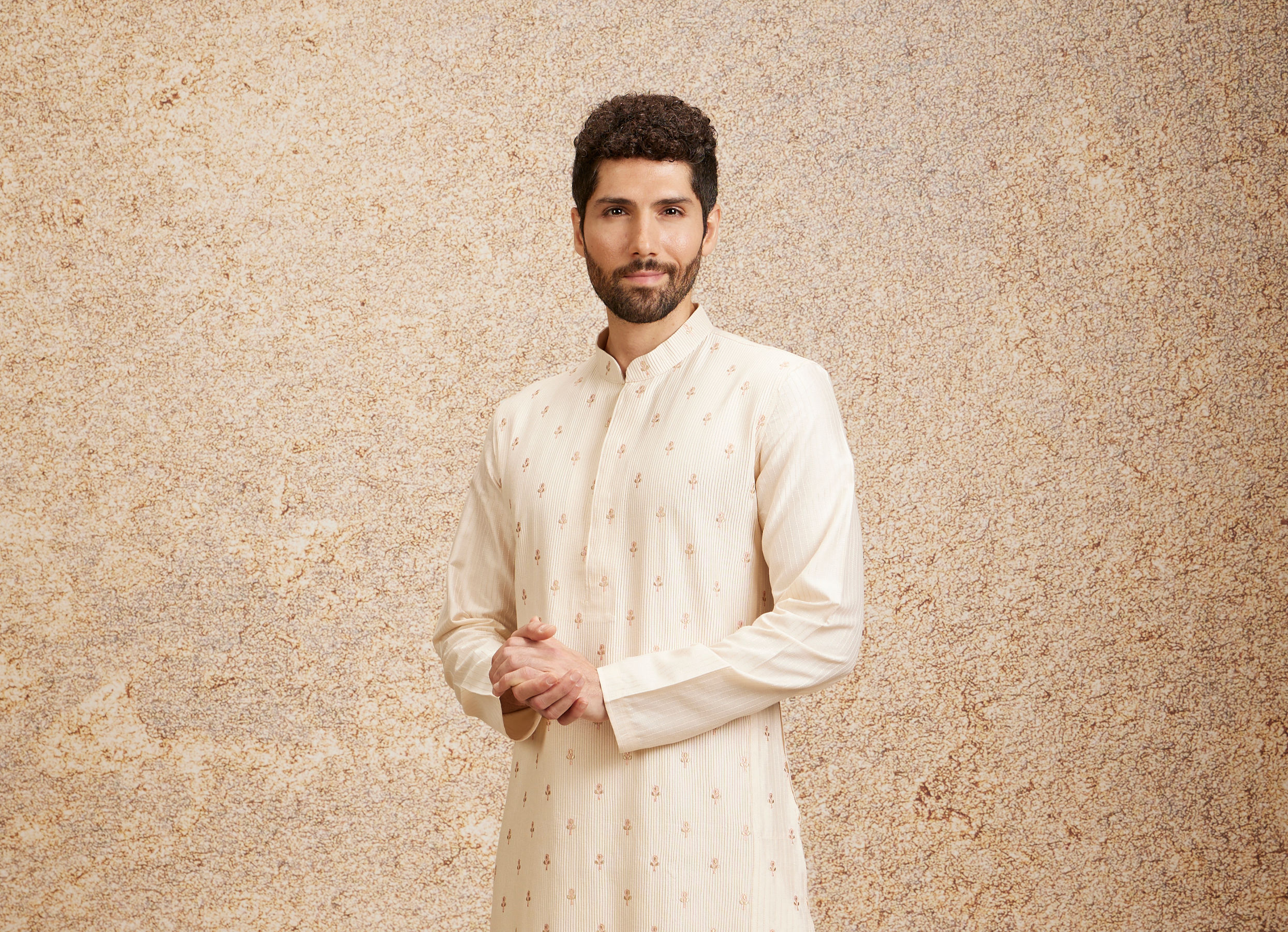 Twamev Men Peach Bliss Kurta Pajama