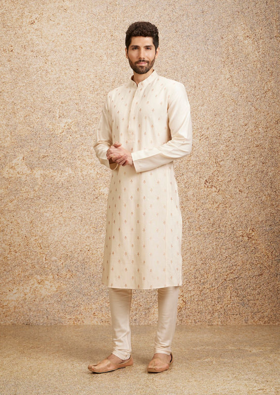 Twamev Men Peach Bliss Kurta Pajama