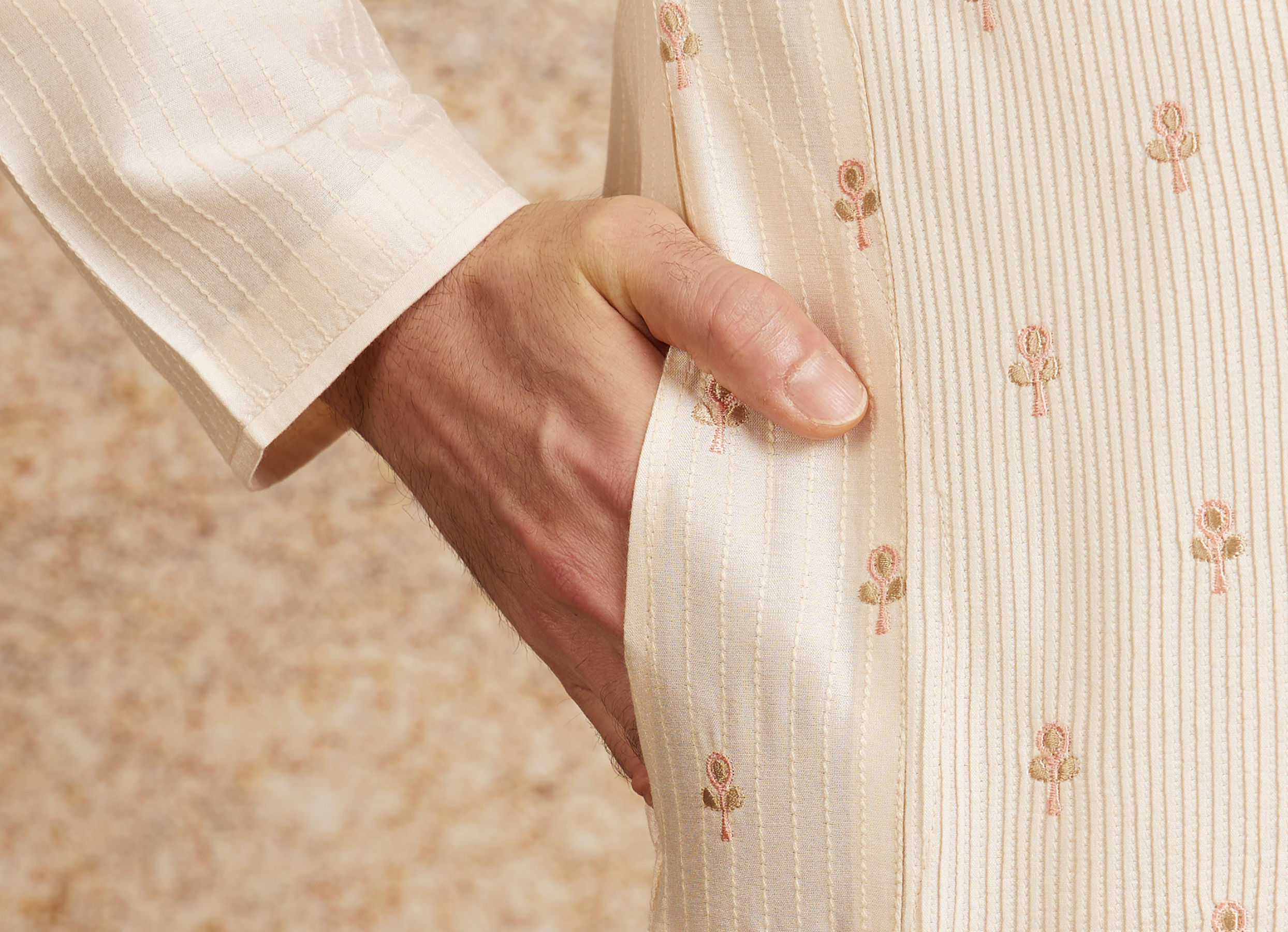 Twamev Men Peach Bliss Kurta Pajama