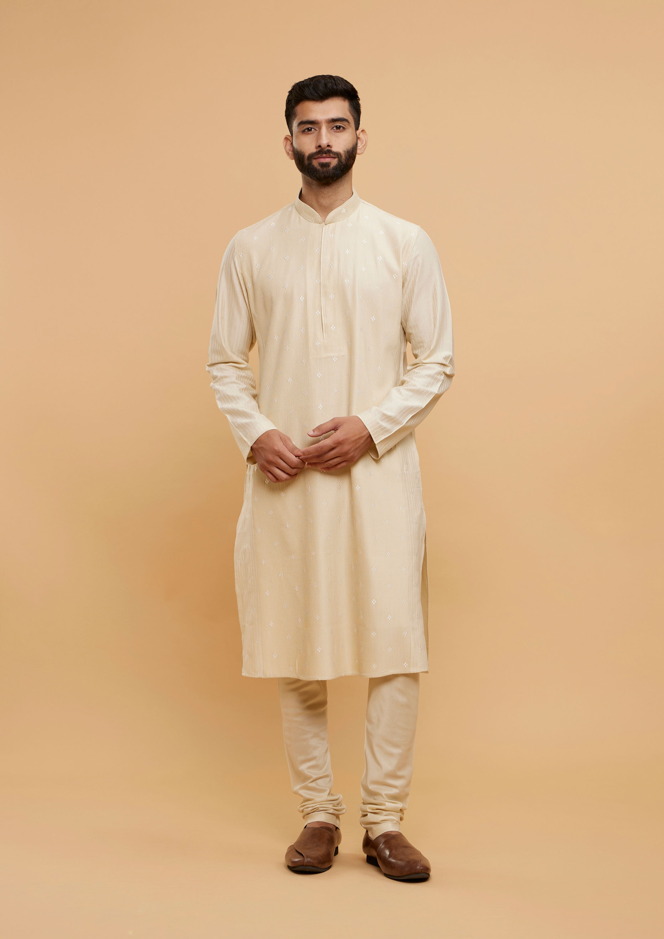 Twamev Men Regal Beige Kurta Pajama