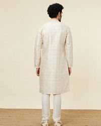Twamev Men Beige Blossom Kurta Set