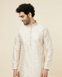 Twamev Men Beige Blossom Kurta Set