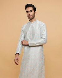 Twamev Men Light Blue Sheen Kurta Pajama