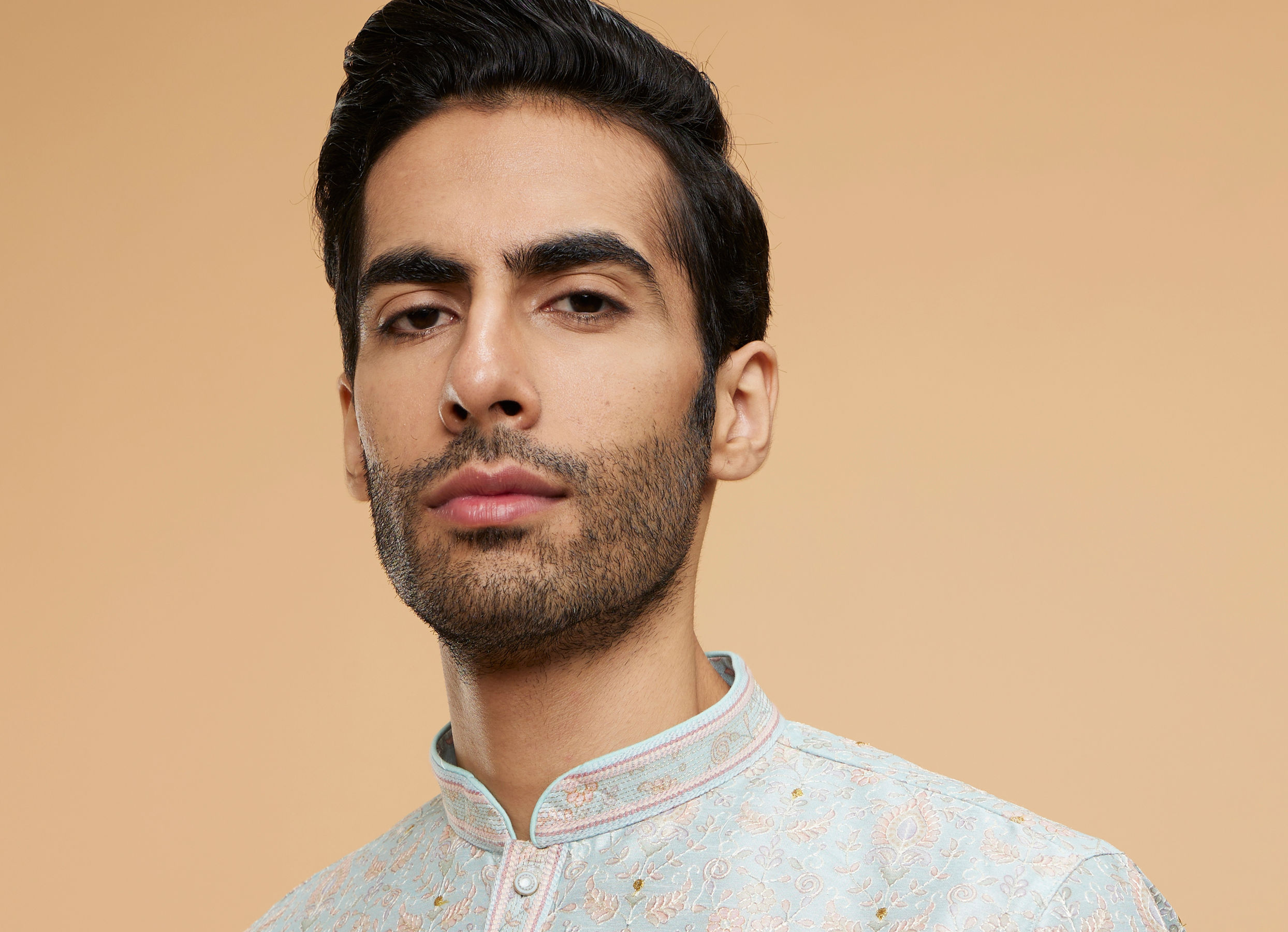 Twamev Men Light Blue Sheen Kurta Pajama