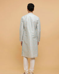 Twamev Men Light Blue Sheen Kurta Pajama