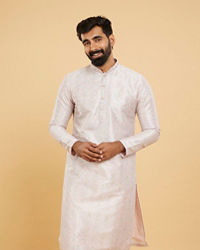 Twamev Men Soft Lilac Botanical Printed Kurta Set