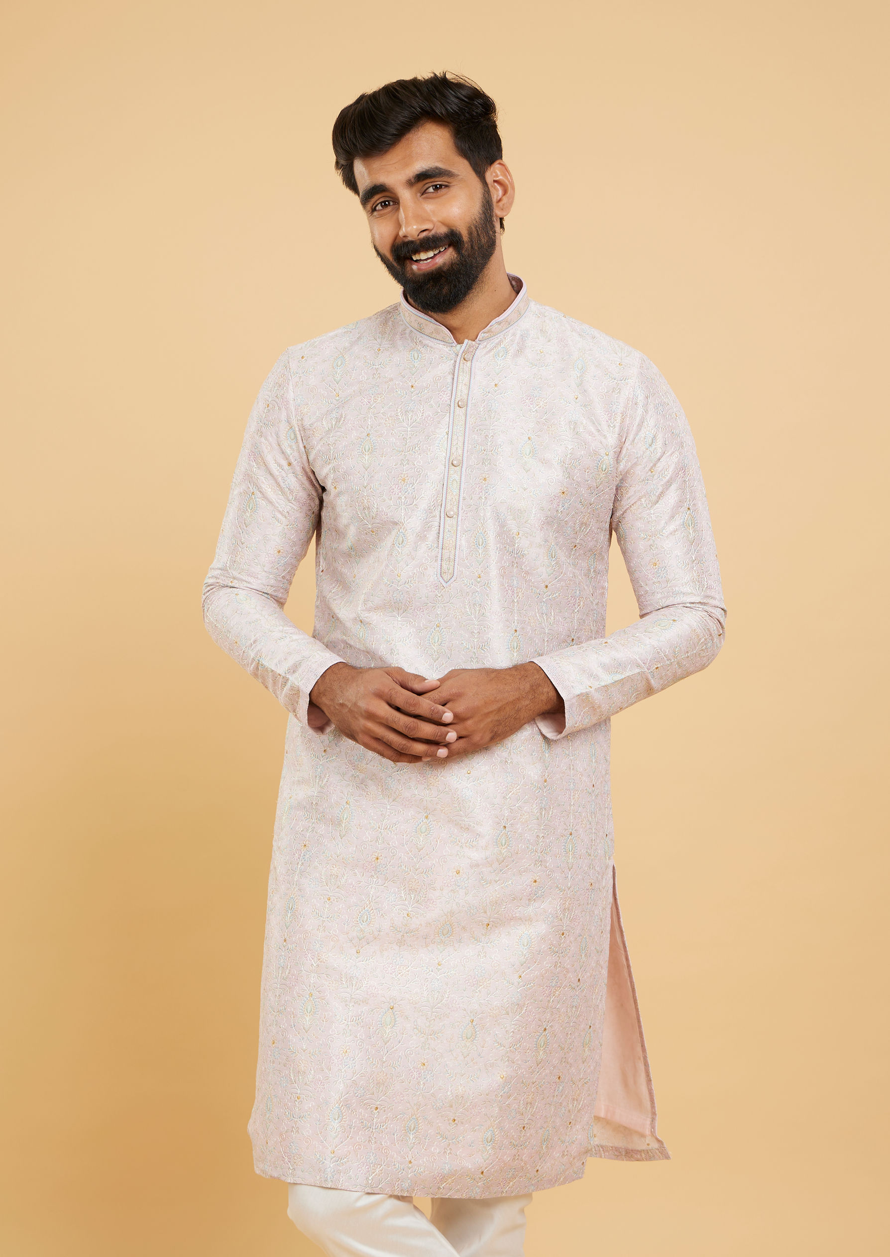 Twamev Men Lilac Hues Festive Kurta Pajama image number 0