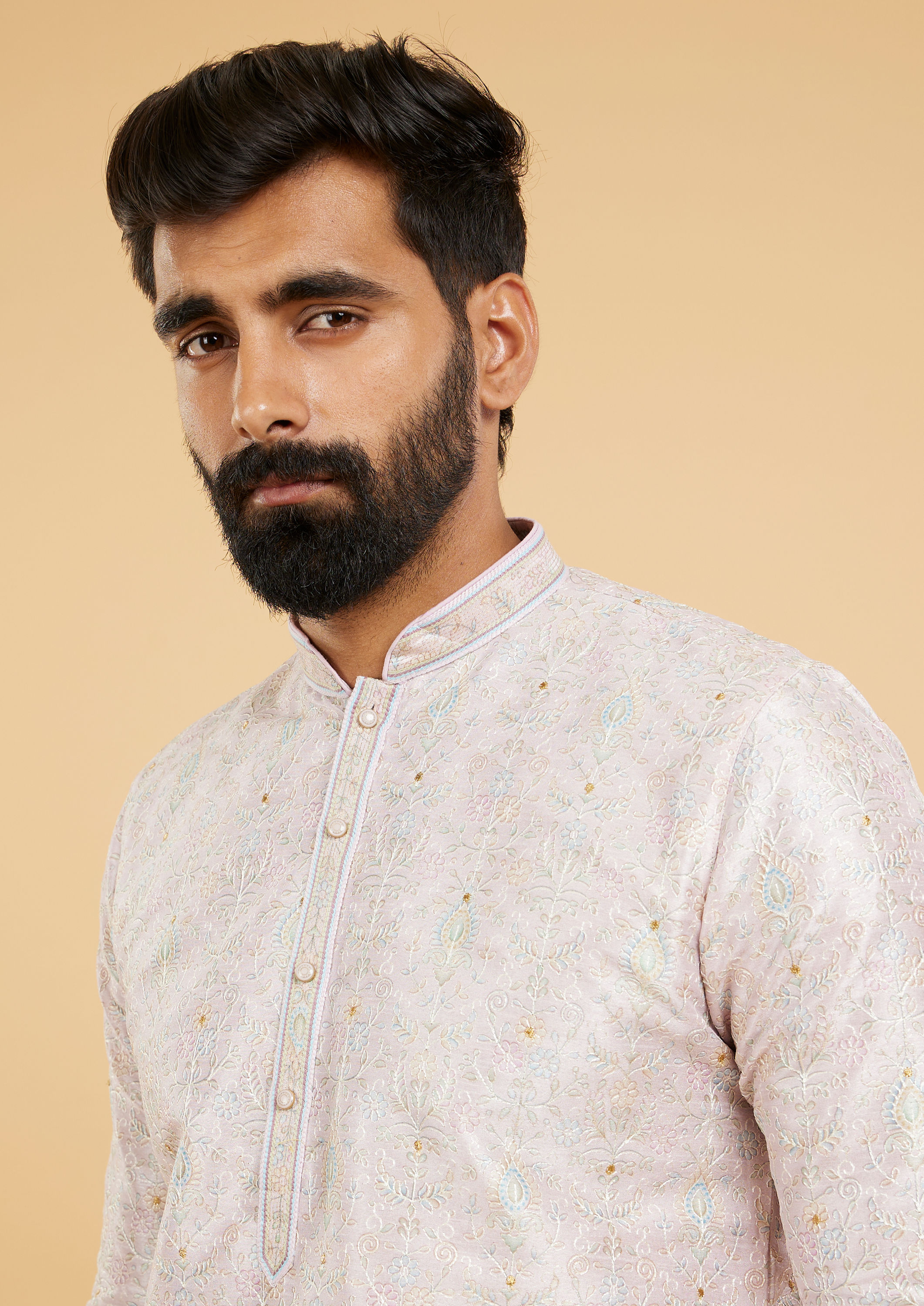 Twamev Men Lilac Hues Festive Kurta Pajama image number 1